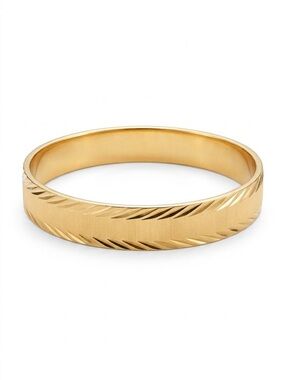 Vintage Monet Gold Tone Etched Bangle Bracelet Signed Size S